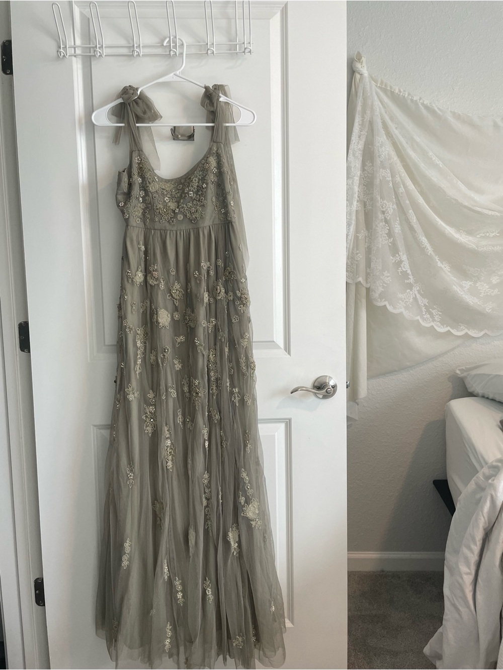 Anthropologie BHLD sage beaded dress